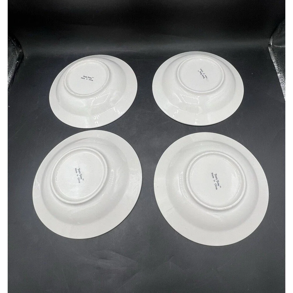 Totally Today TT012 Embossed White Fruit Bowls Set of 4 6.5” Dessert Cereal